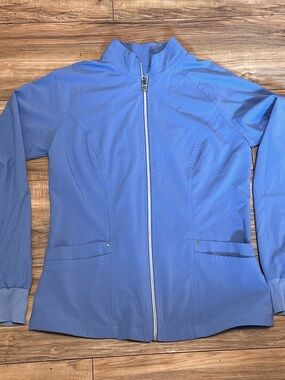 Easy Stretch Ceil  Blue Full-Zip Scrub Jacket
